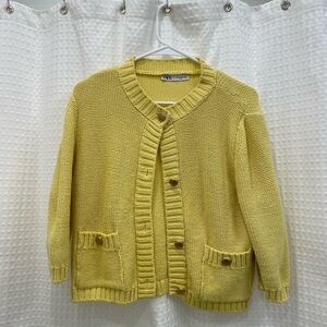 Zara Yellow Short Sleeve Cardigan - Size Medium
